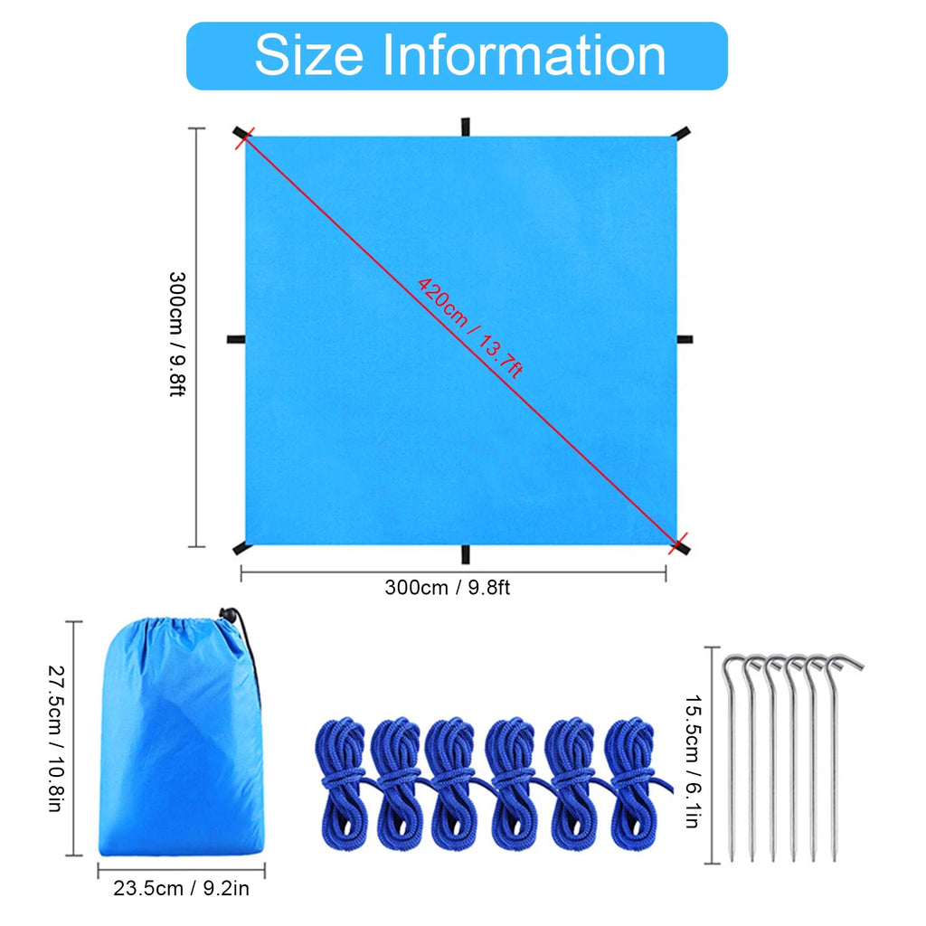 9.8 * 9.8ft Waterproof Camping Tarp Canopy I211