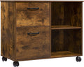 Rustic Brown 2 Drawer Rolling File Cabinet Q73455