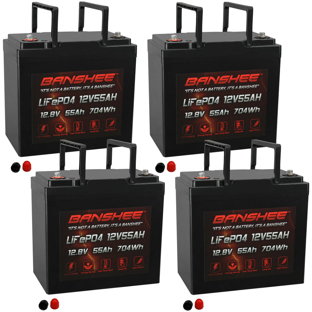 12V 55AH Lithium LiFePO4 Deep Cycle Battery 4 Pack R958
