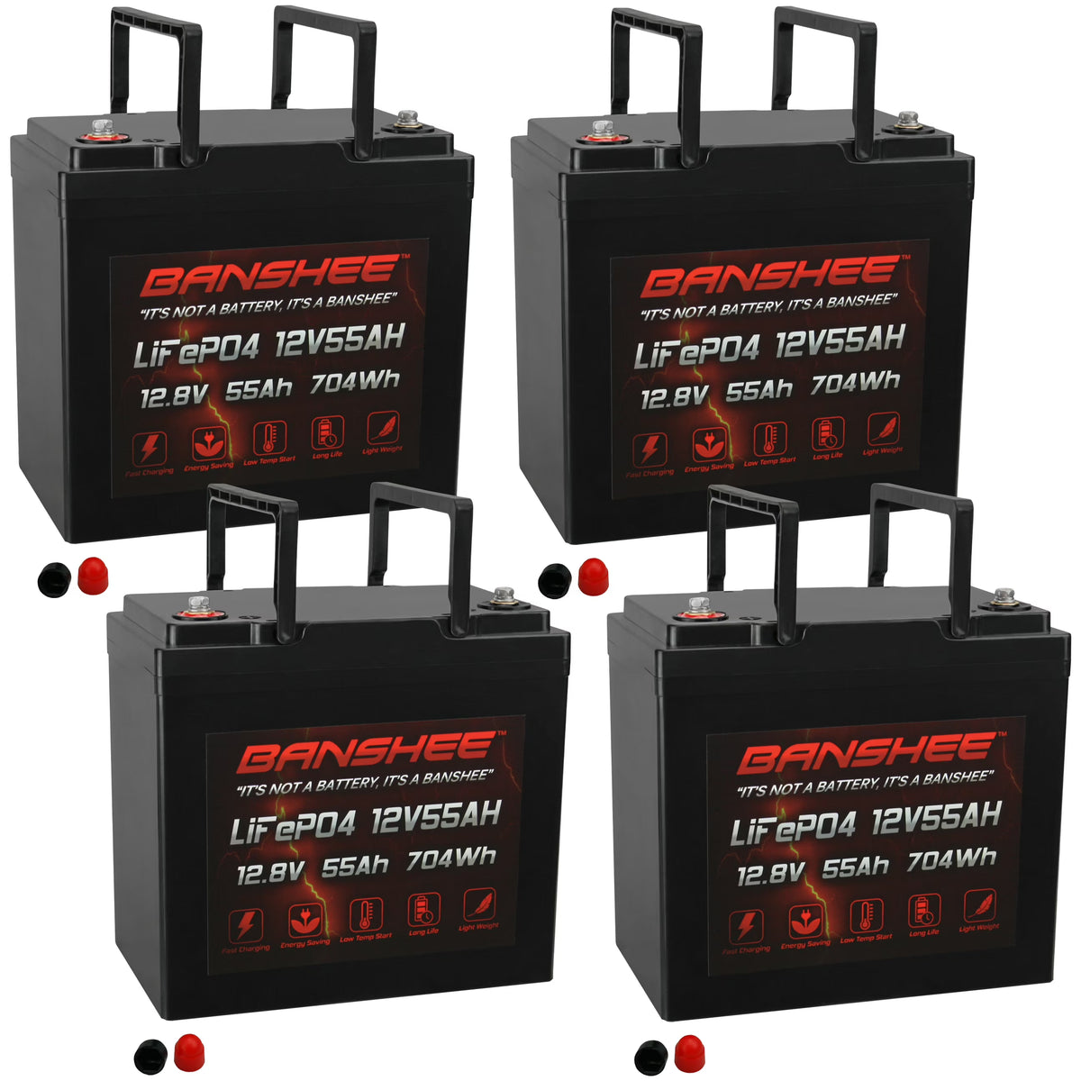 12V 55AH Lithium LiFePO4 Deep Cycle Battery 4 Pack R958