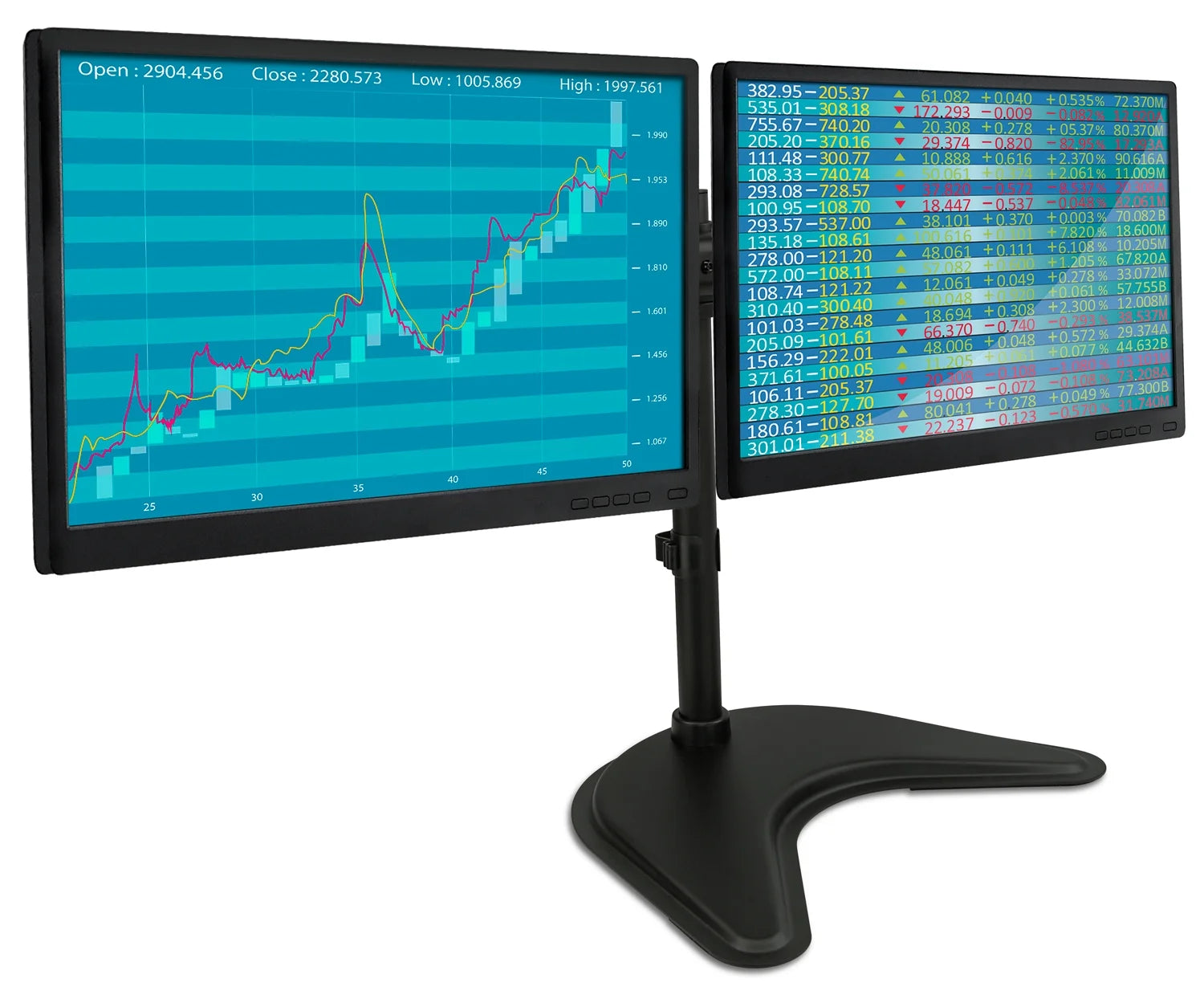Free Standing Dual Monitor Stand for Two 19-27 Inch Computer Screens D4564