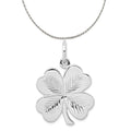 Sterling Silver 4 Leaf Clover Charm Pendant with Rope Chain Necklace 20'' G343