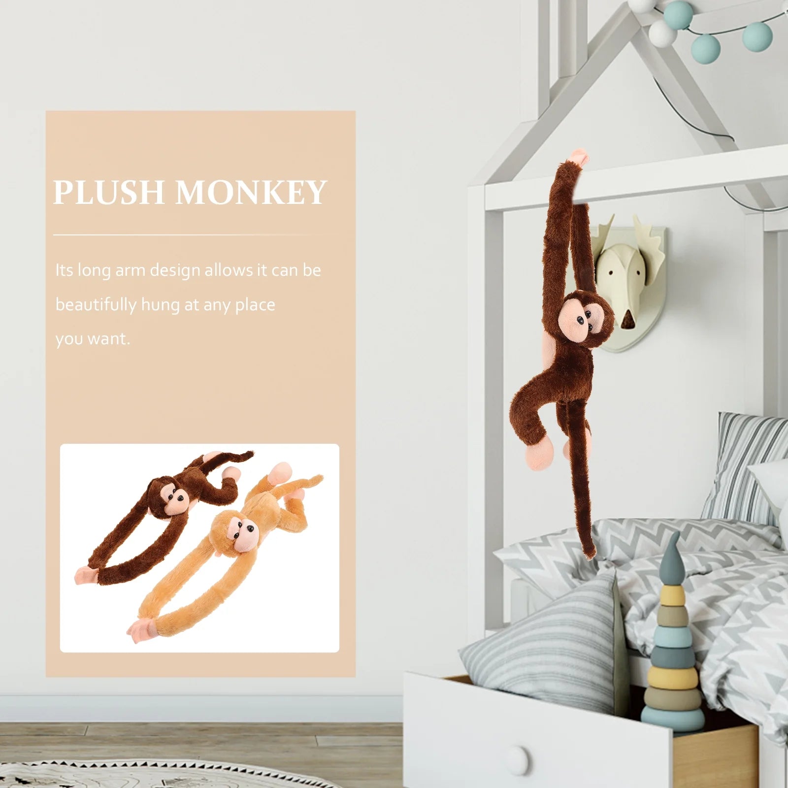2Pcs Hanging Plush Monkey Doll Stuffed Animal Toy T629