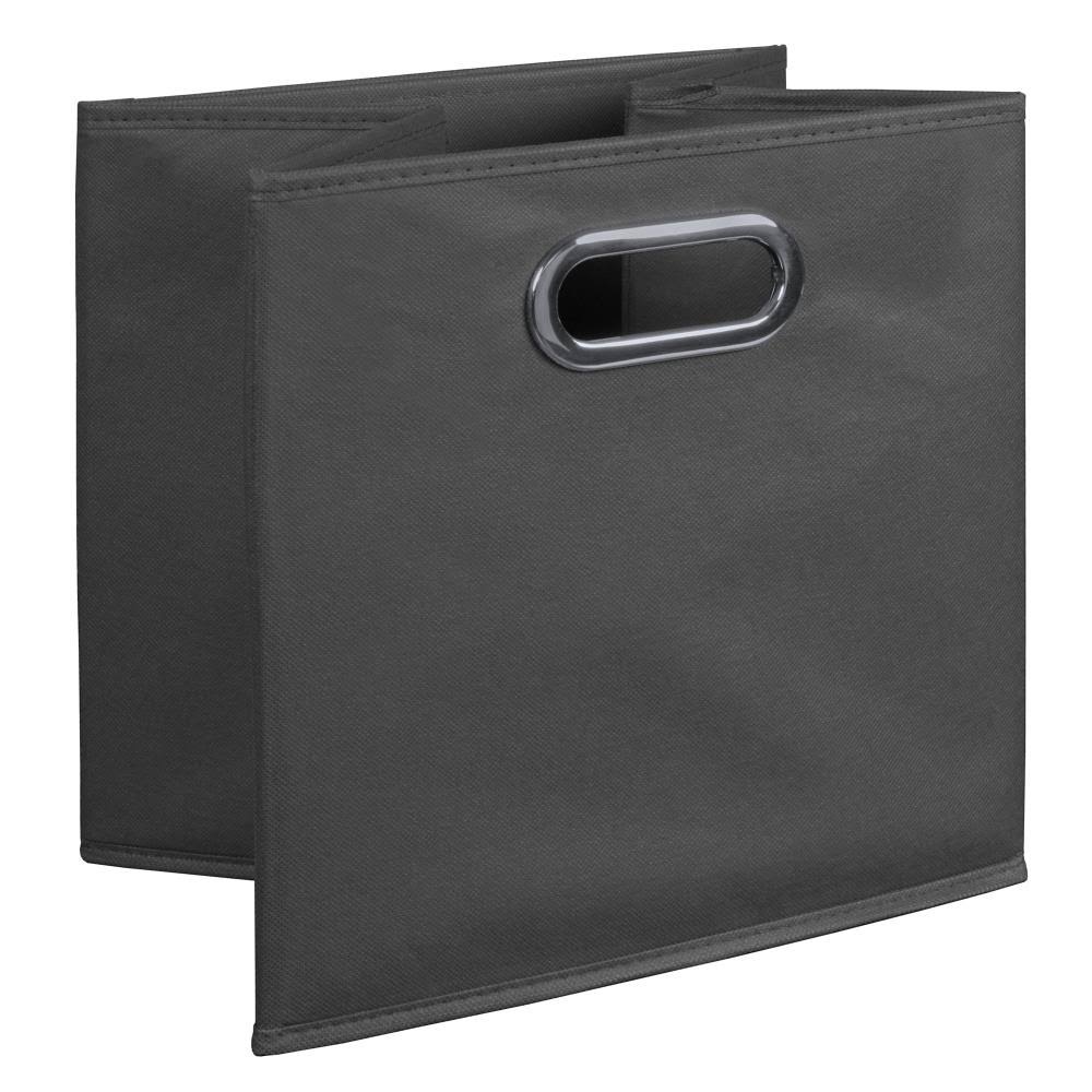 Medium Oak Grey Square Folding Bookcase with Fabric Bins S48581
