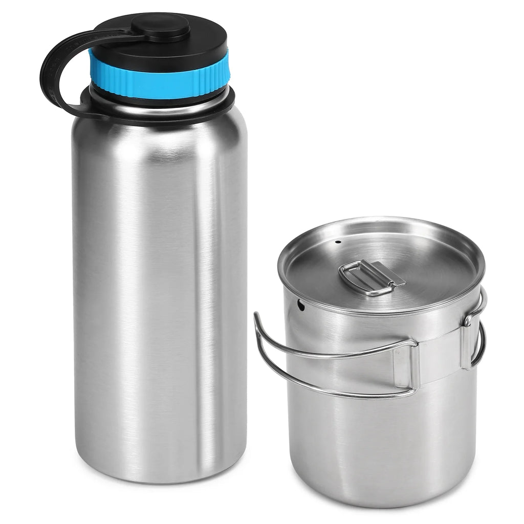 1000ml Stainless Steel Vacuum Insulated Water Bottle with Hanging Pot A296