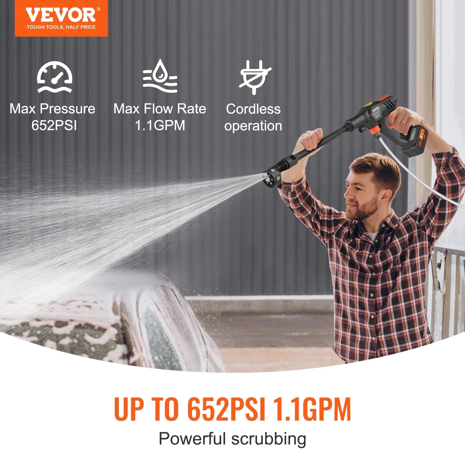 Cordless High Pressure Washer Car Gun 652 PSI J3327