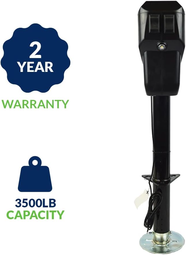 Electric Power Tongue Jack with Cover, 3500LB A-Frame Capacity, 12V, Front LED M5049