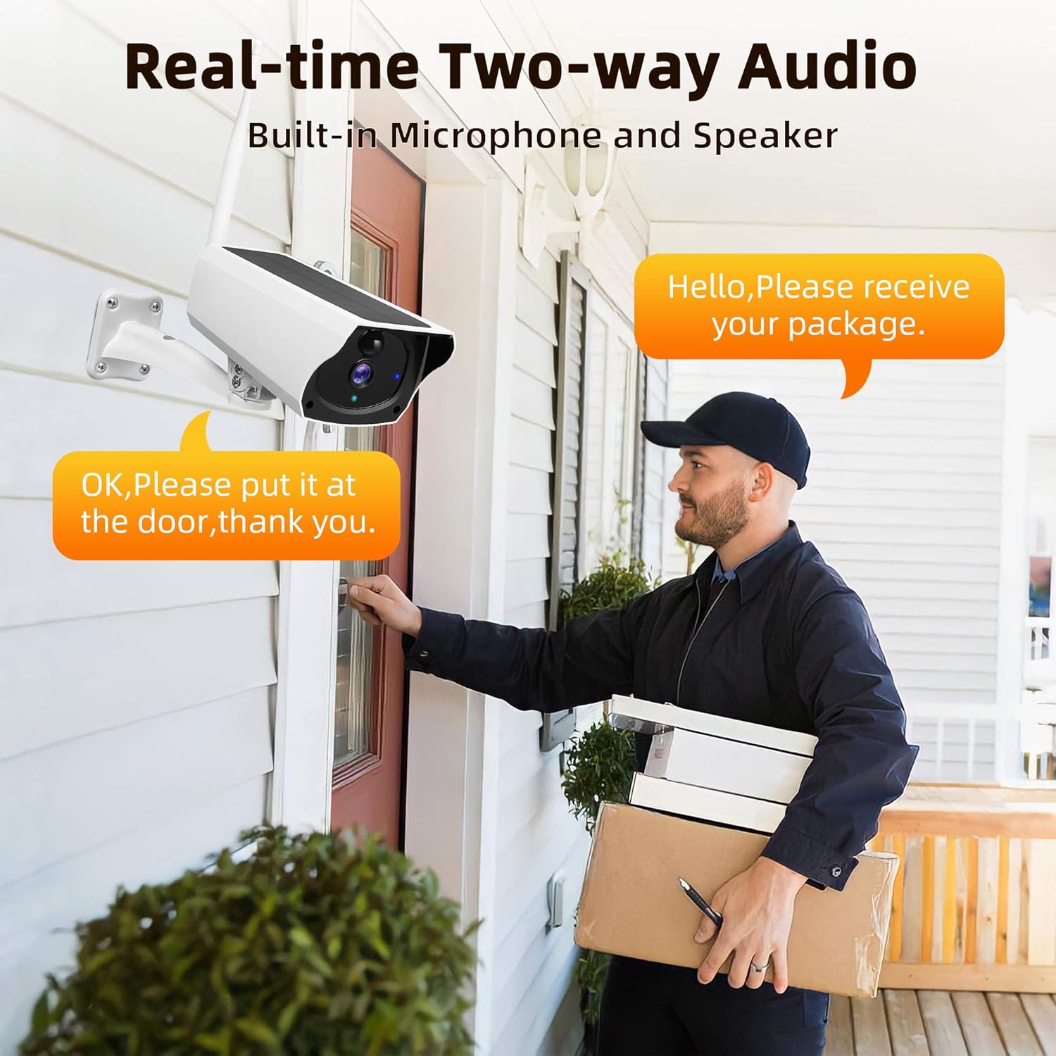 Outdoor Solar Security Camera 1080P HD Wireless WiFi Surveillance Camera with Night Vision, 2-Way Audio, IP67 Waterproof, 64G SD Card S7634