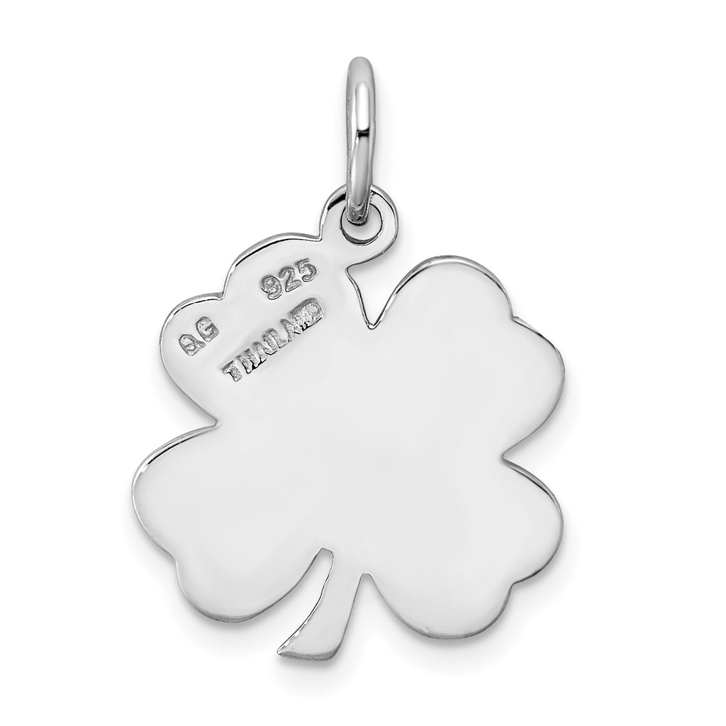 Sterling Silver 4 Leaf Clover Charm Pendant with Rope Chain Necklace 20'' G343