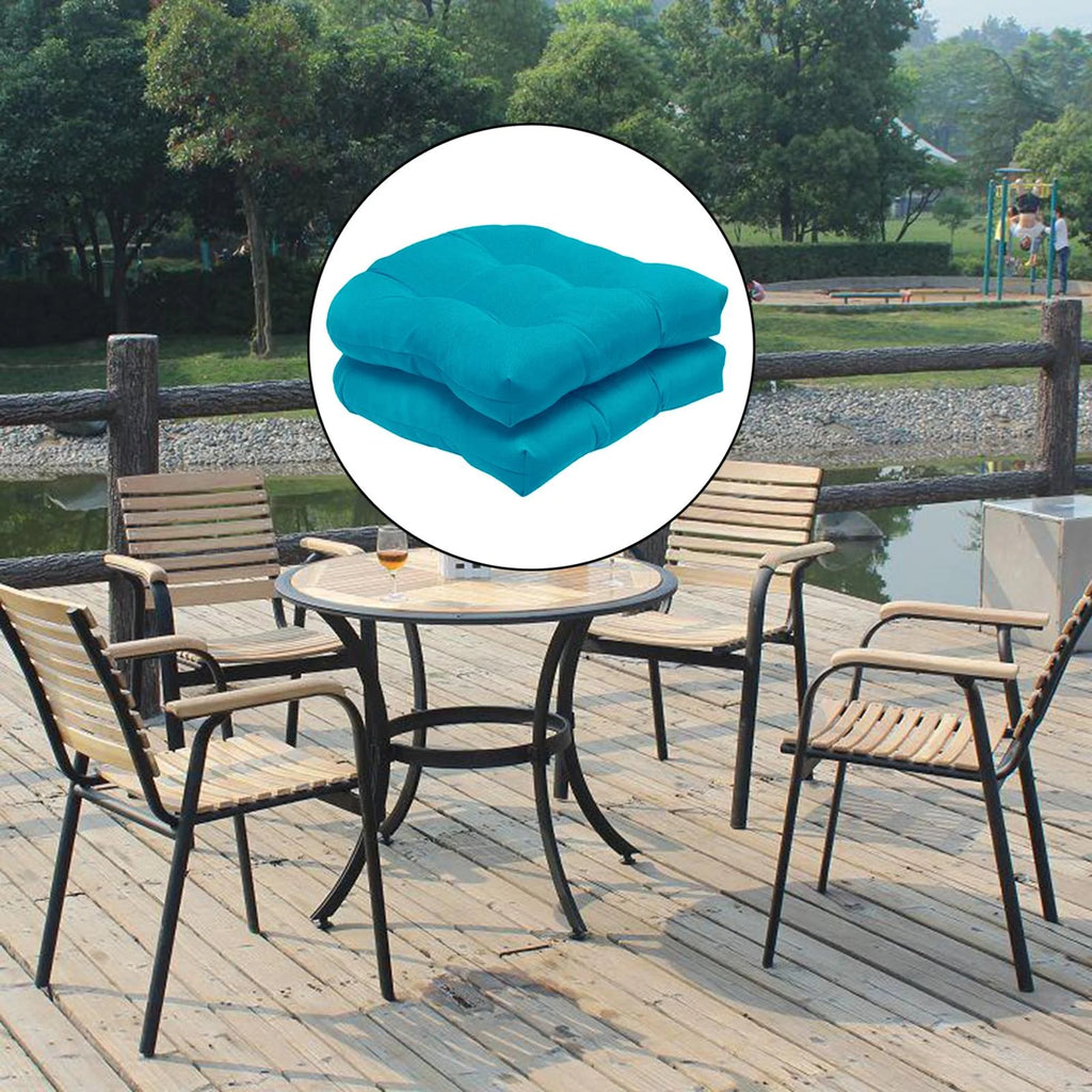 2 Pack Tufted Seat Cushions 19" x 19" U Shape Fade Resistant Blue H32982