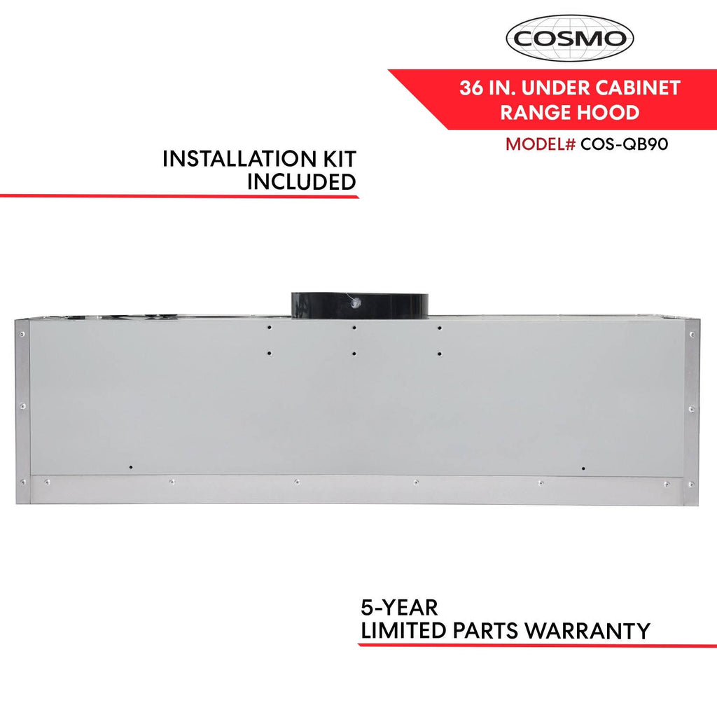 Stainless Steel Ducted Under Cabinet Range Hood with Push Button Controls, LED Lighting and Permanent Filters T325295