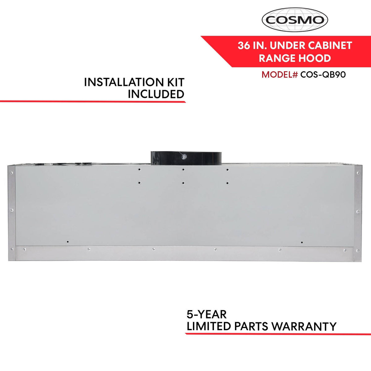 Stainless Steel Ducted Under Cabinet Range Hood with Push Button Controls, LED Lighting and Permanent Filters T325295