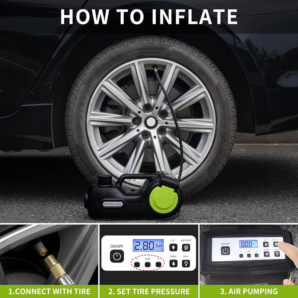 5 Ton 12V Electric Car Jack Kit with Impact Wrench & Inflator D488415