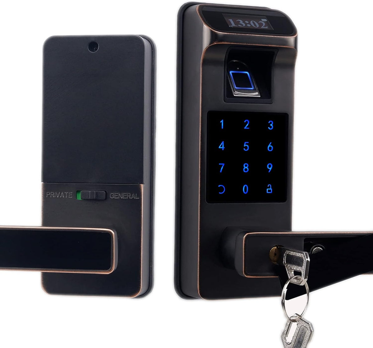 Fingerprint Door Lock with Touchscreen and OLED Display, Keypad, Passcode (Aged Bronze) Y6064
