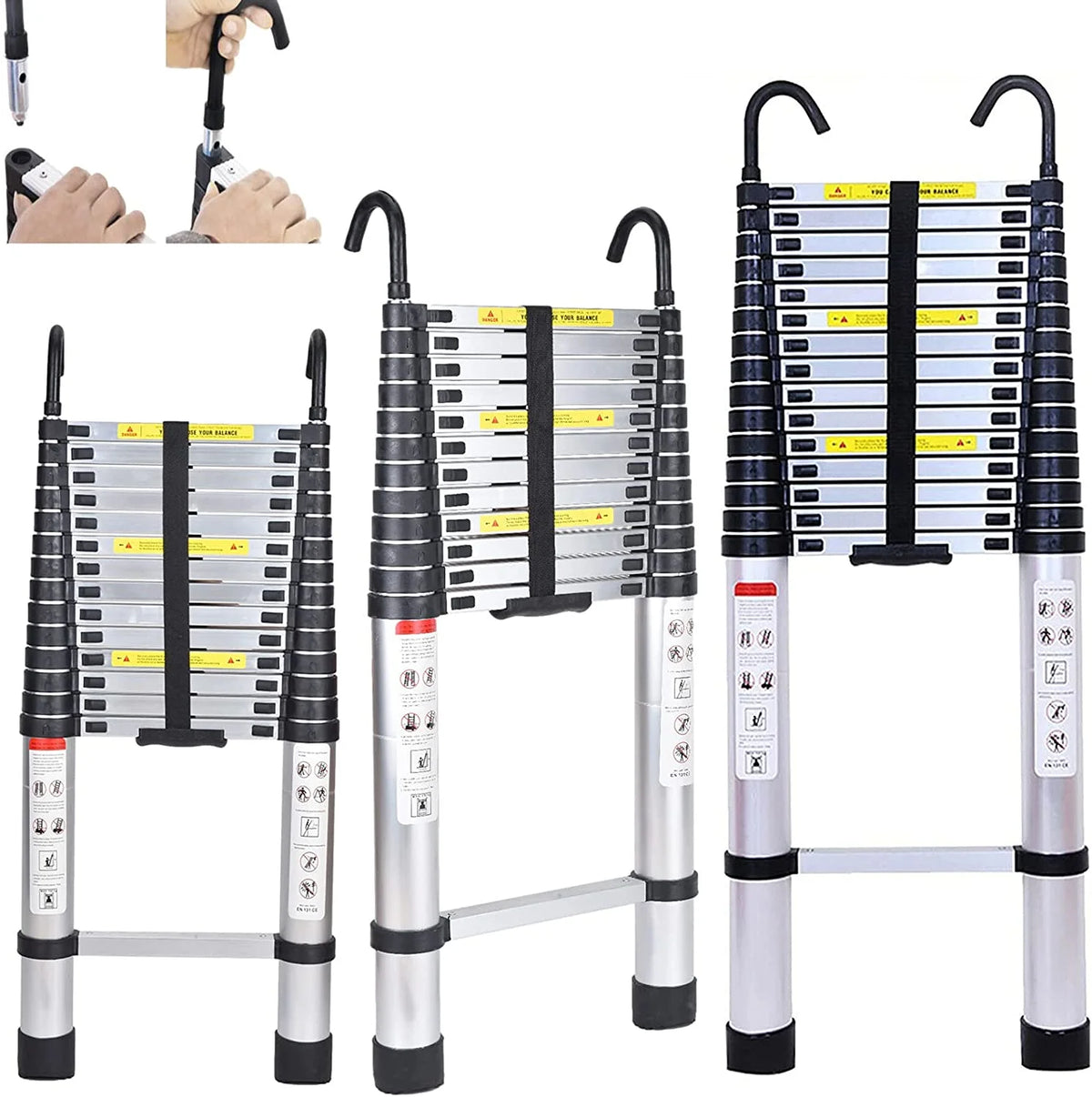 20.34 FT Aluminum Telescoping Multi-Position Ladder with Detachable Hook W824
