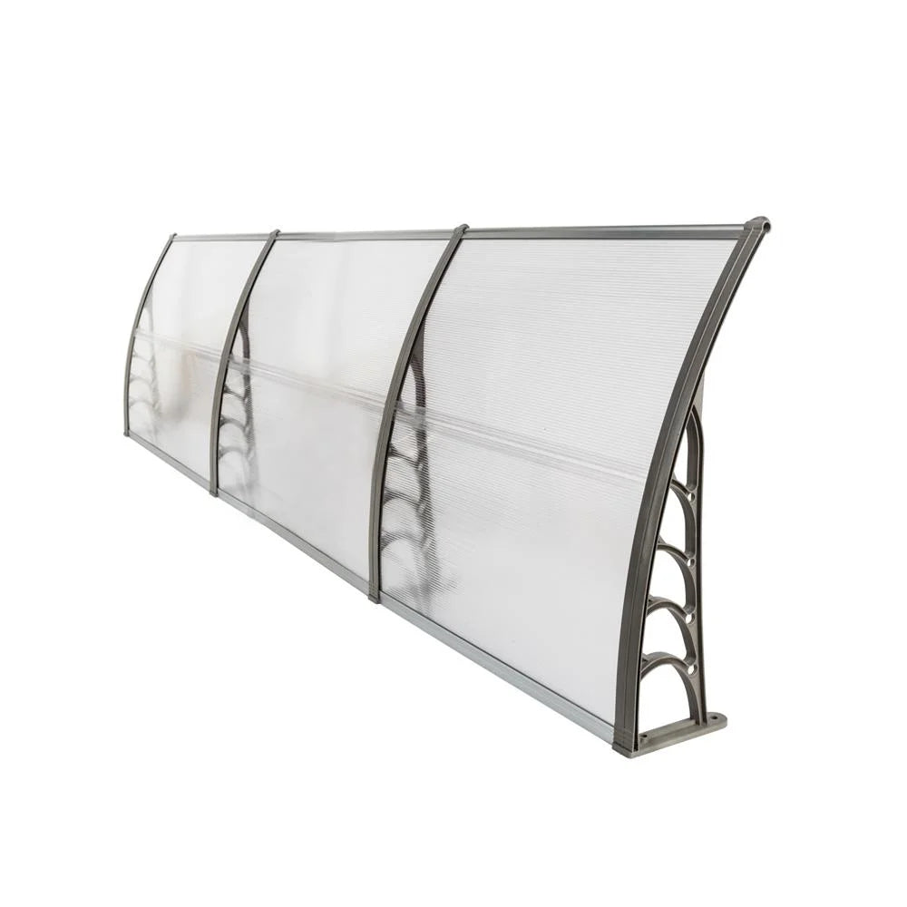 39.37" x 118.11" Door Window Patio Rain Cover Eaves Transparent Board & Gray Holder S23600
