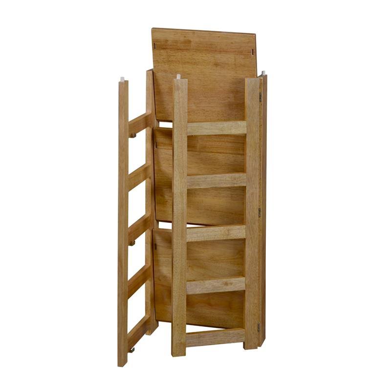 Medium Oak Grey Square Folding Bookcase with Fabric Bins S48581