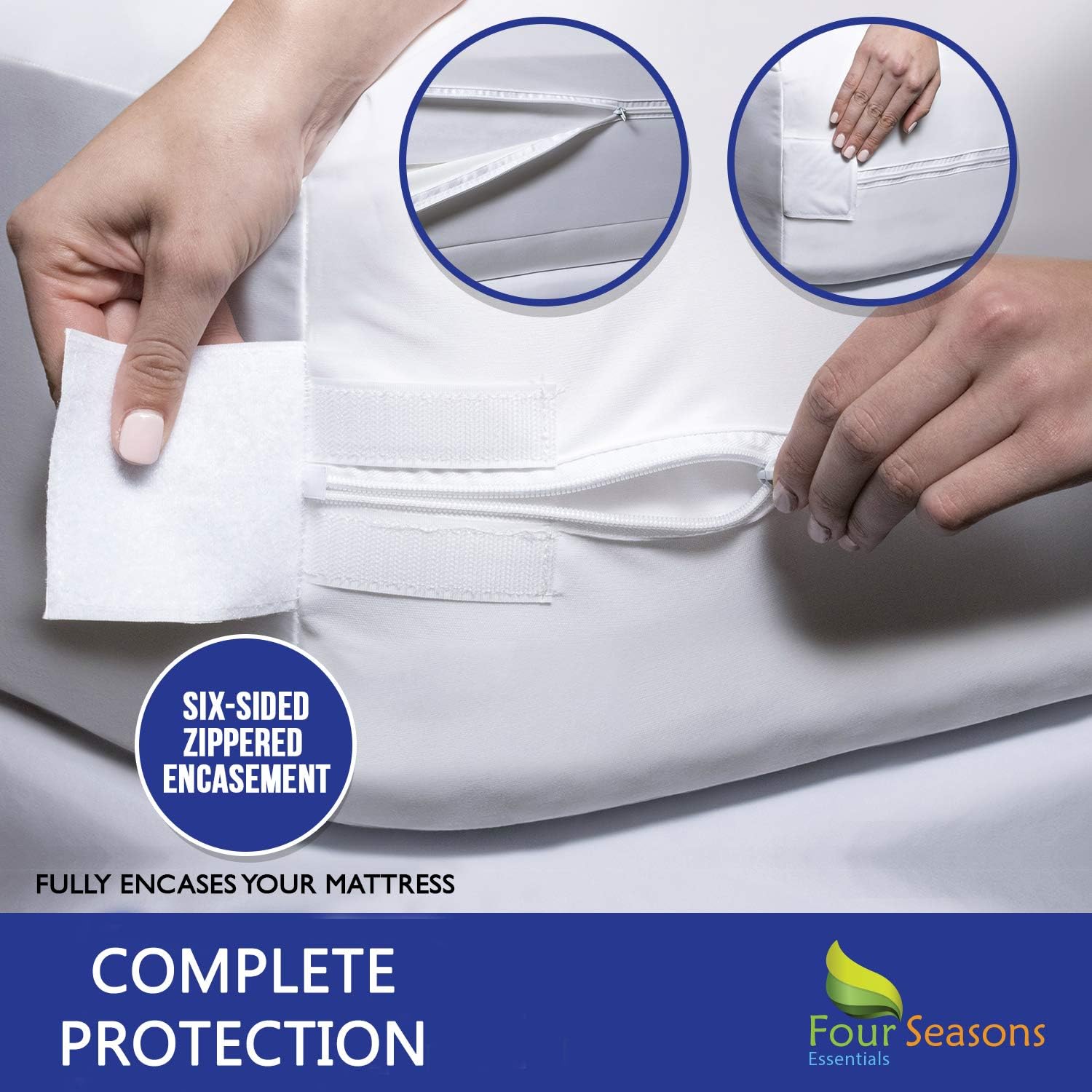 Full Size Zippered Waterproof Cotton Terry Mattress Protector G663