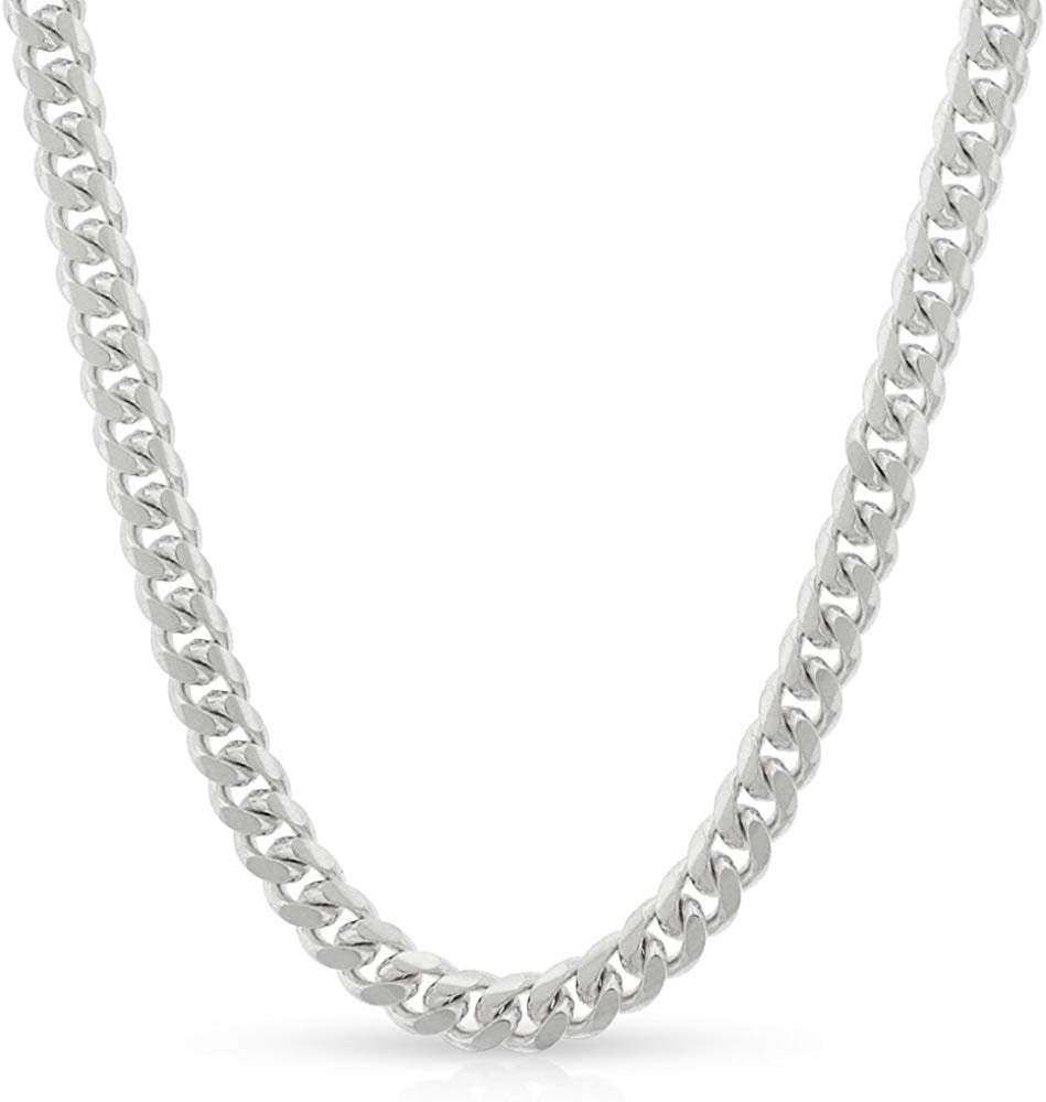 Italian Sterling Silver Miami Cuban Chain Necklace P60056