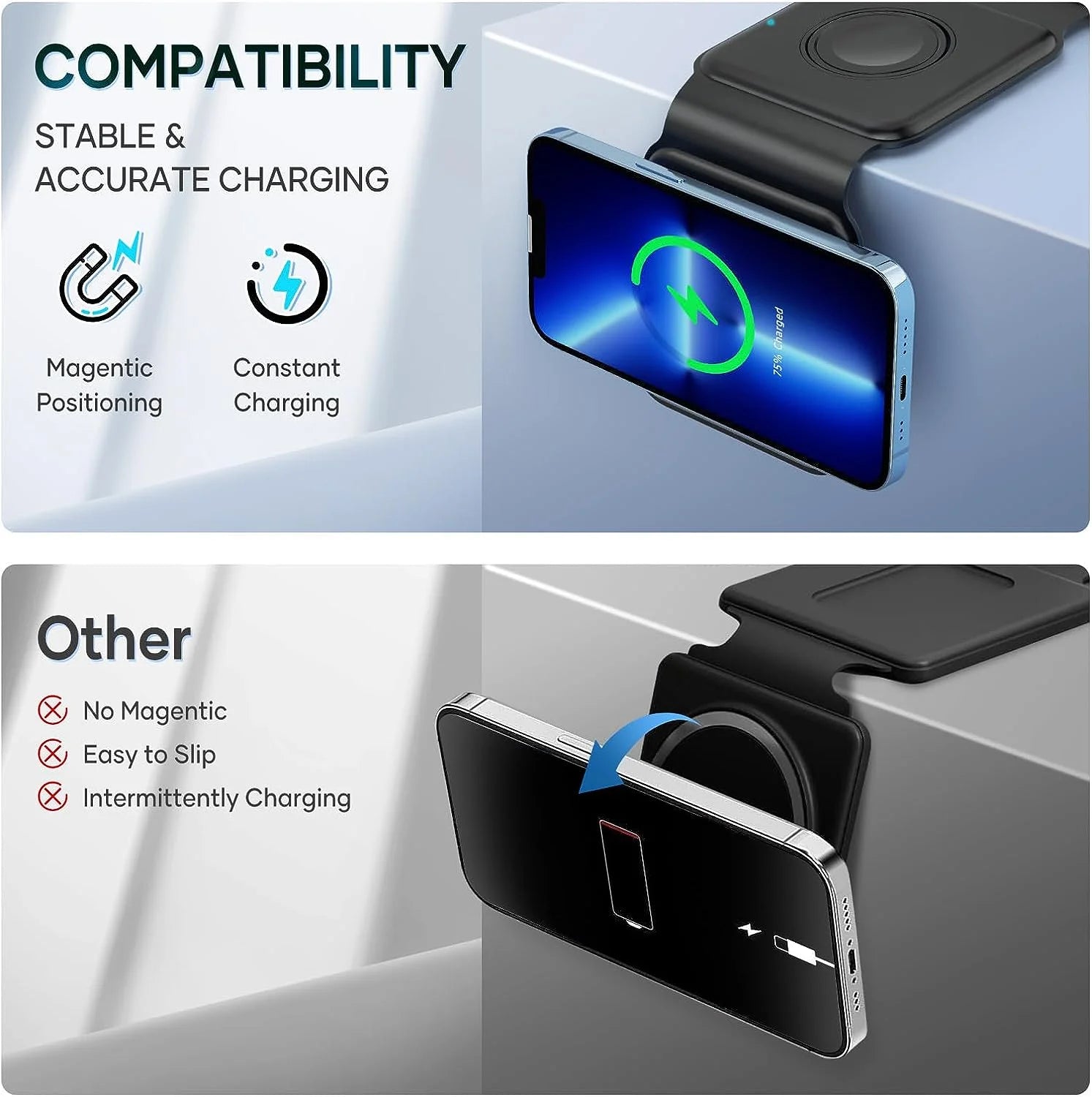 3 in 1 Magnetic Foldable Wireless Charger, Black E3921