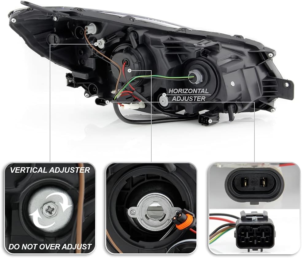 Black Housing LED Tube Projector Headlights Headlamps B31797