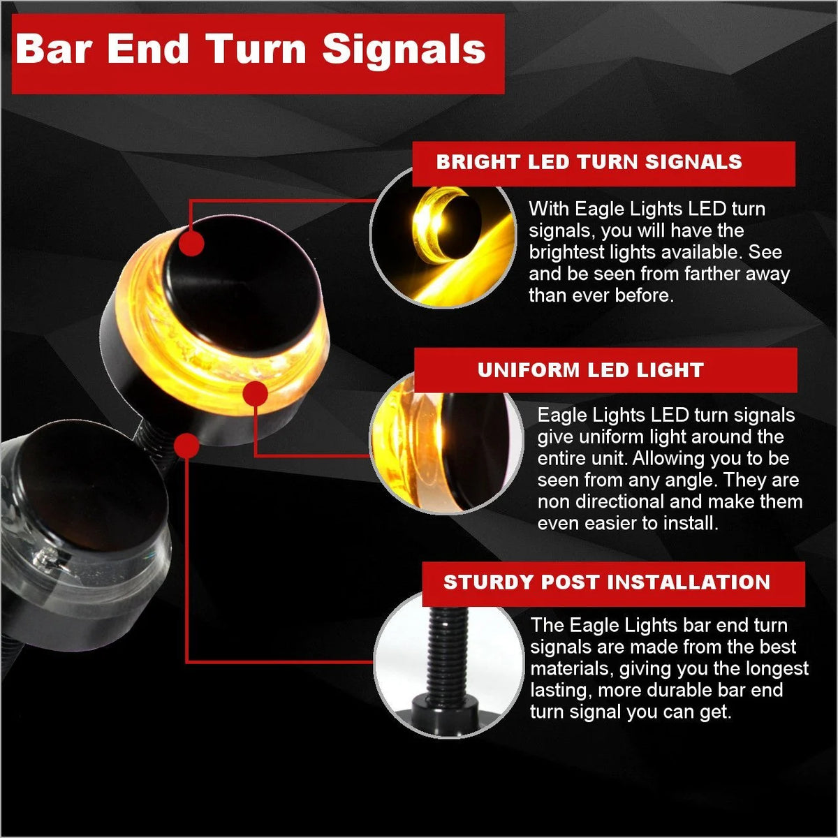 LED Turn Signals for 7/8" Handlebars - Pair M2888