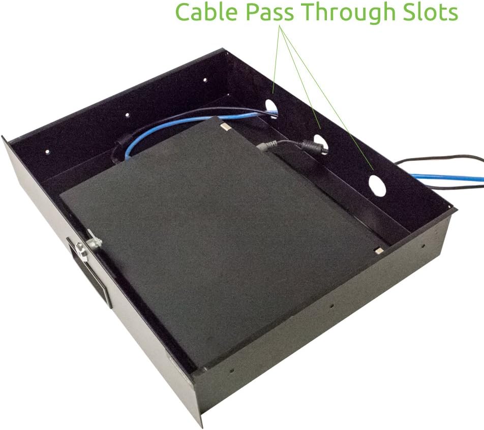 1U Black Rack Mount Drawer with Lock and Key C25072