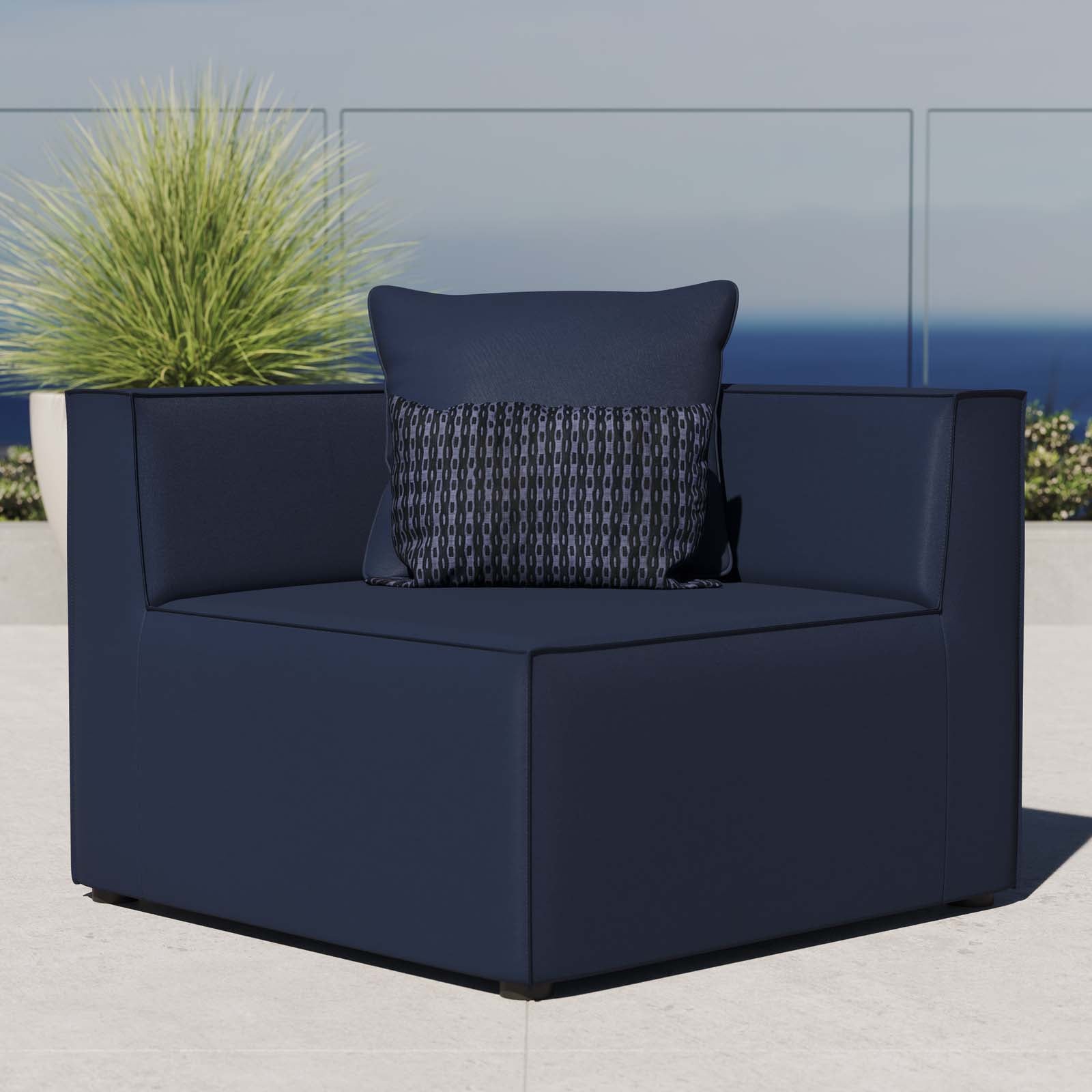 Navy Upholstered Sectional Sofa Corner Chair F973