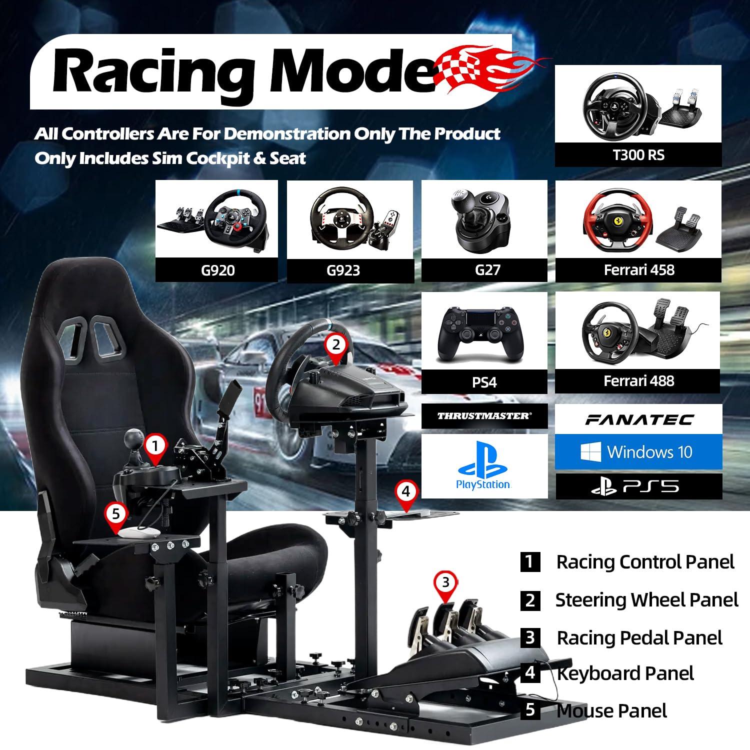 Racing Flight Sim Cockpit with Seat A51131