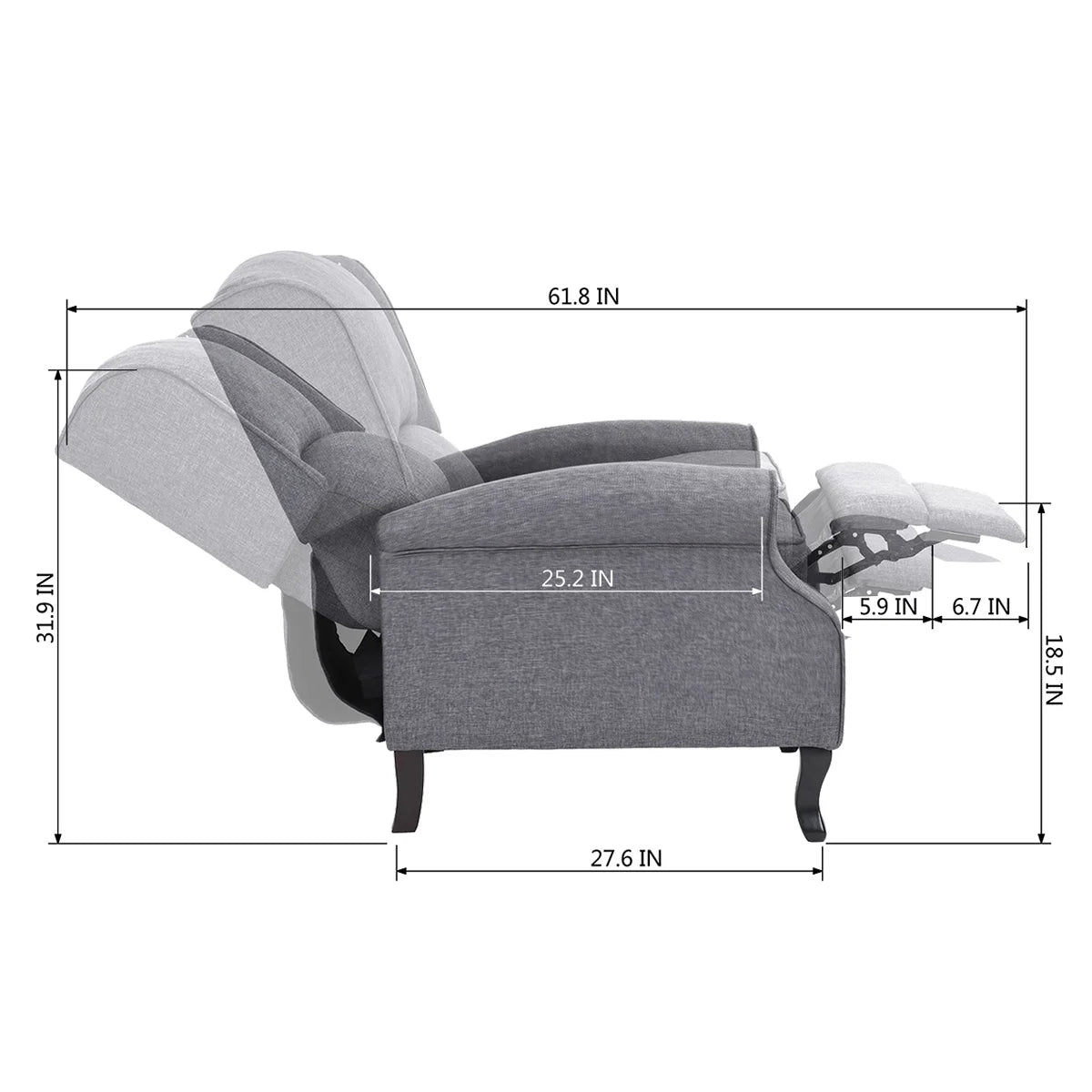 Gray Manual Recliner Accent Chair N7898