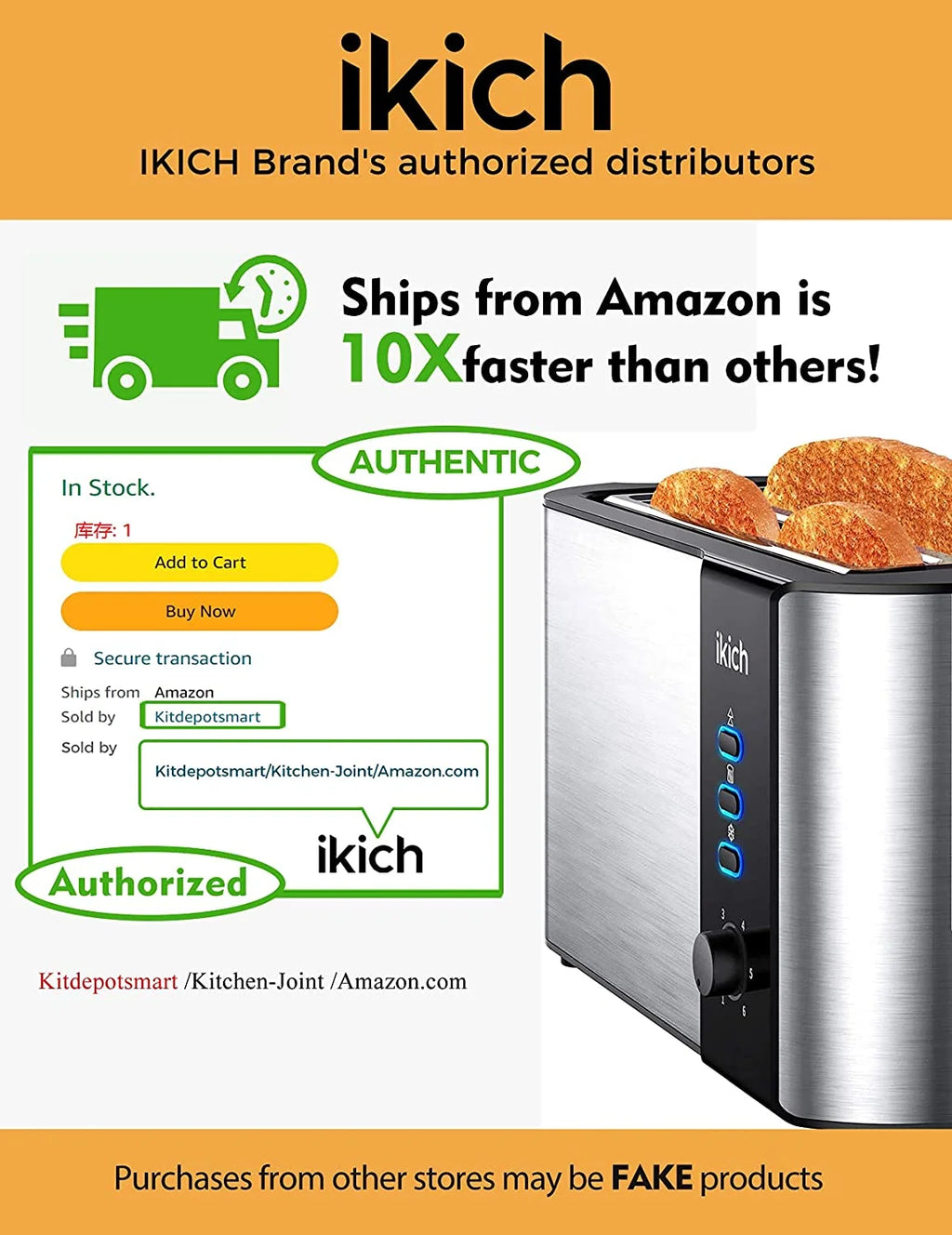 4-Slice Stainless Steel Toaster with Removable Crumb Tray D7495