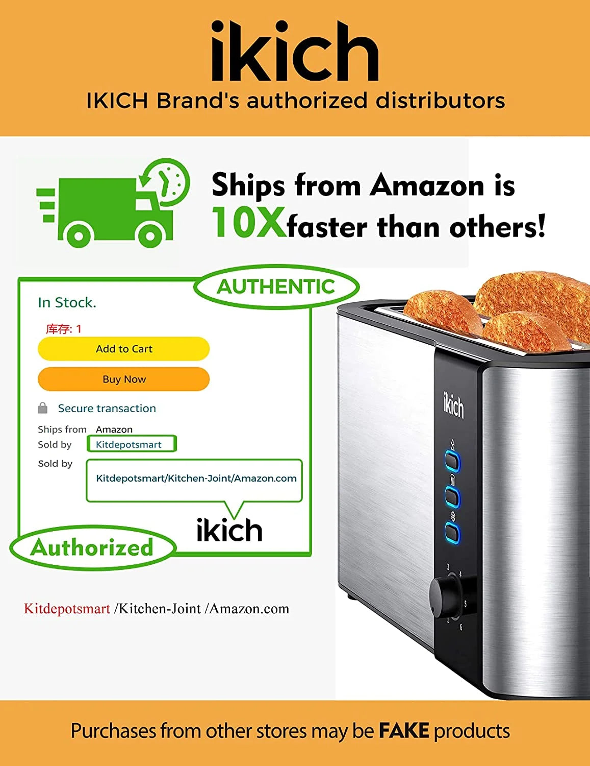 4-Slice Stainless Steel Toaster with Removable Crumb Tray D7495