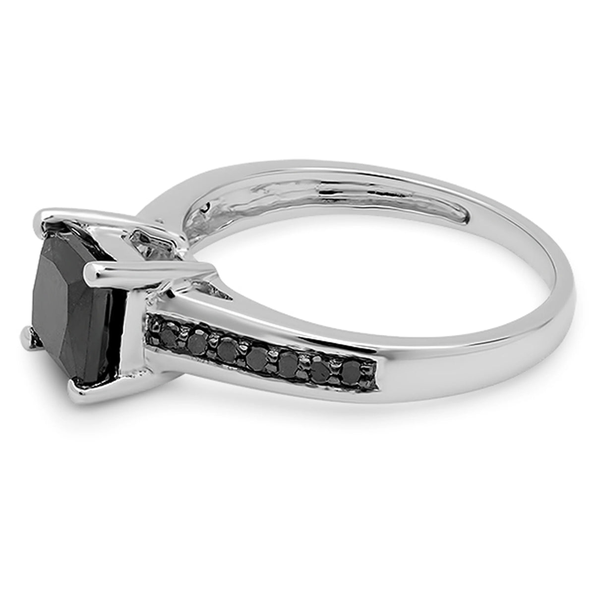 14K White Gold Black Diamond Engagement Ring, Size 7 Q20639