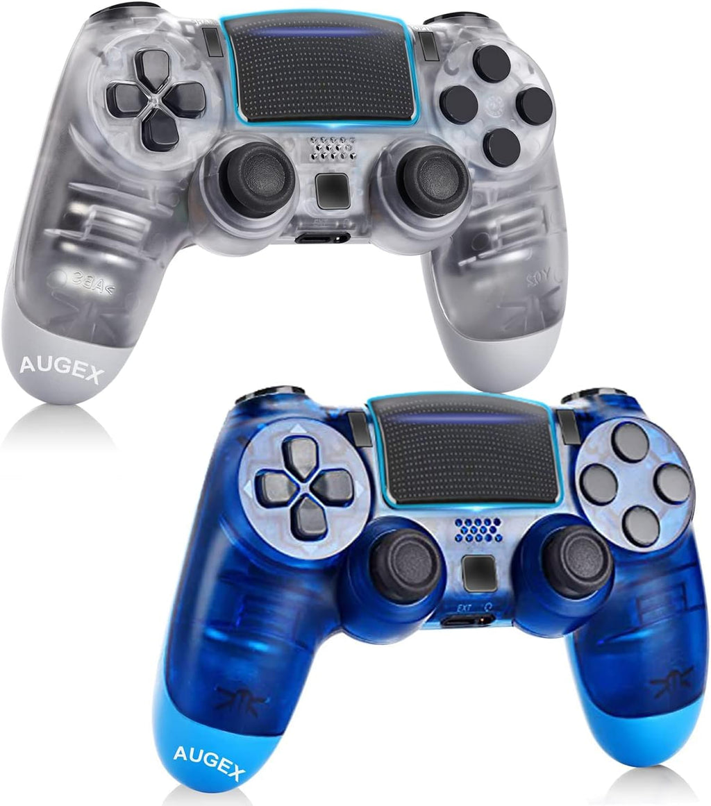 2 Pack Wireless Game Controller for PS4 (Transparent White Blue) N2838