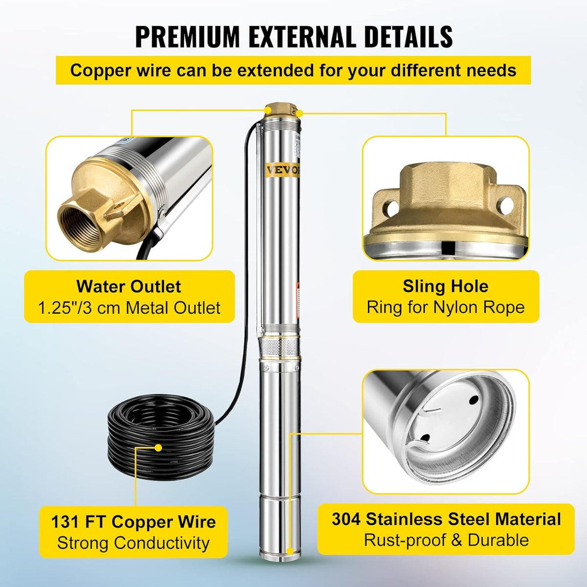 2 HP 220V Submersible Stainless Steel Deep Well Pump X78178