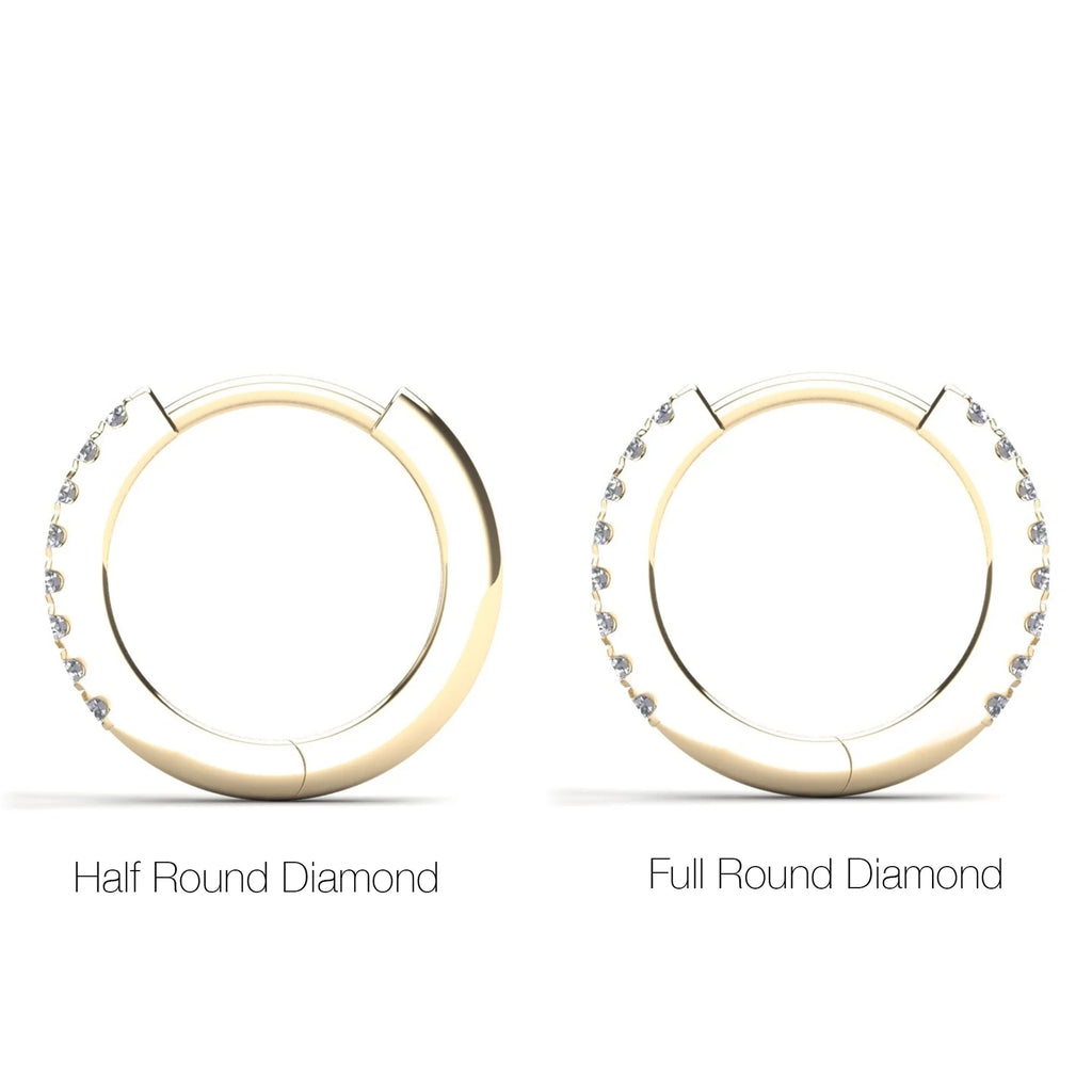 14K Solid Gold Diamond Hoop Earring W92342