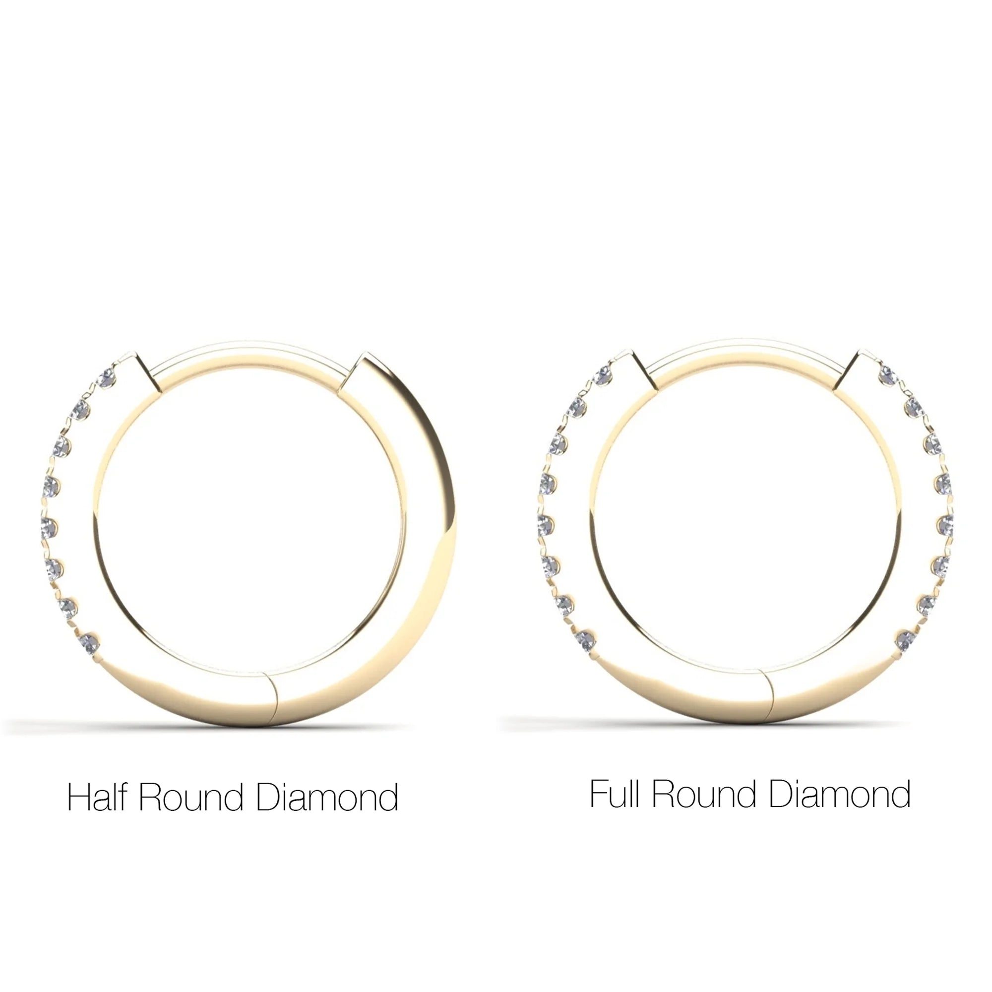 14K Solid Gold Diamond Hoop Earring W92342