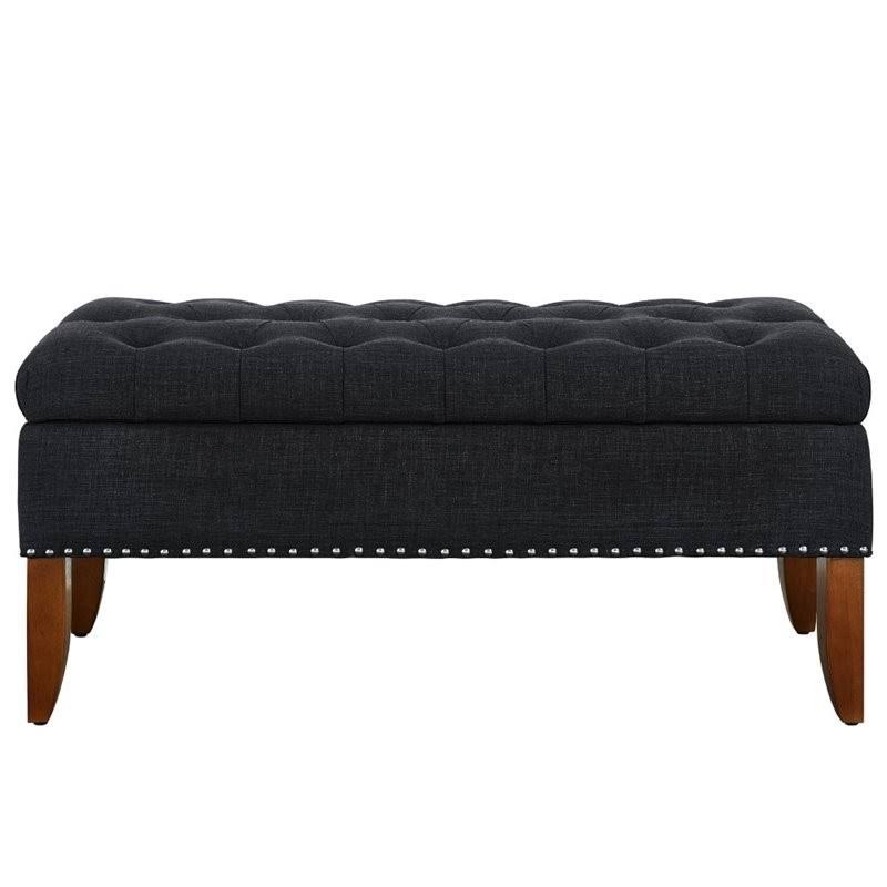 Tufted Storage Bench in Charcoal Black Y8297