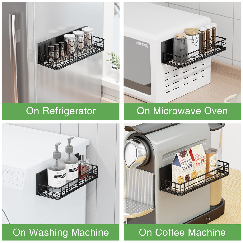 Magnetic Spice Rack, 4 Pack Refrigerator Storage Shelf W12214
