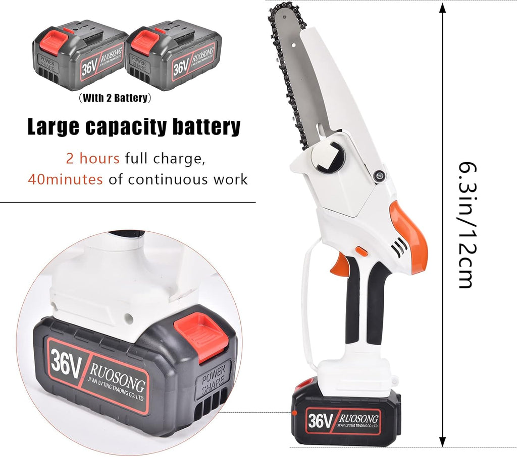 Mini Chainsaw Cordless 6'' 36V with 2 Rechargeable Batteries N223393
