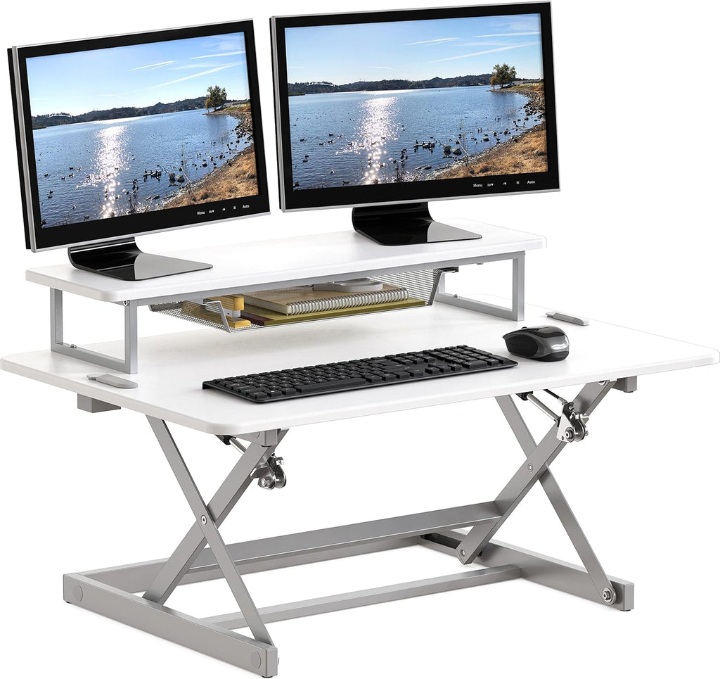 Black Height Adjustable Standing Desk Riser Converter Workstation U23600