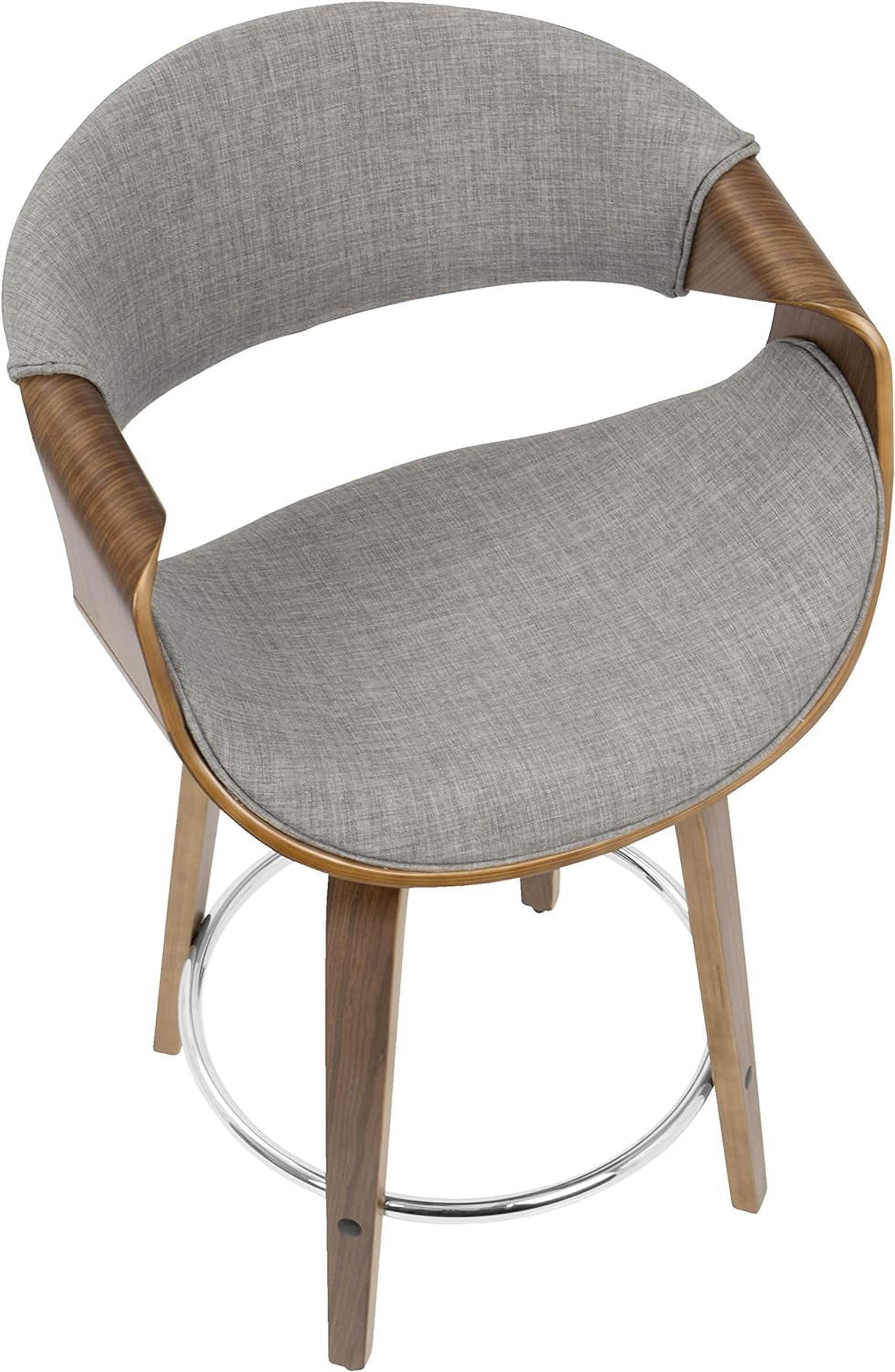 Set Of 2 Walnut Wood Light Grey Fabric Counter Stool W8782