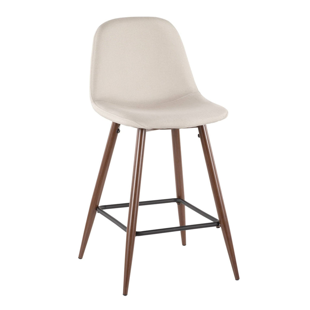Walnut Metal Charcoal Fabric Counter Stool Set of 2 W738
