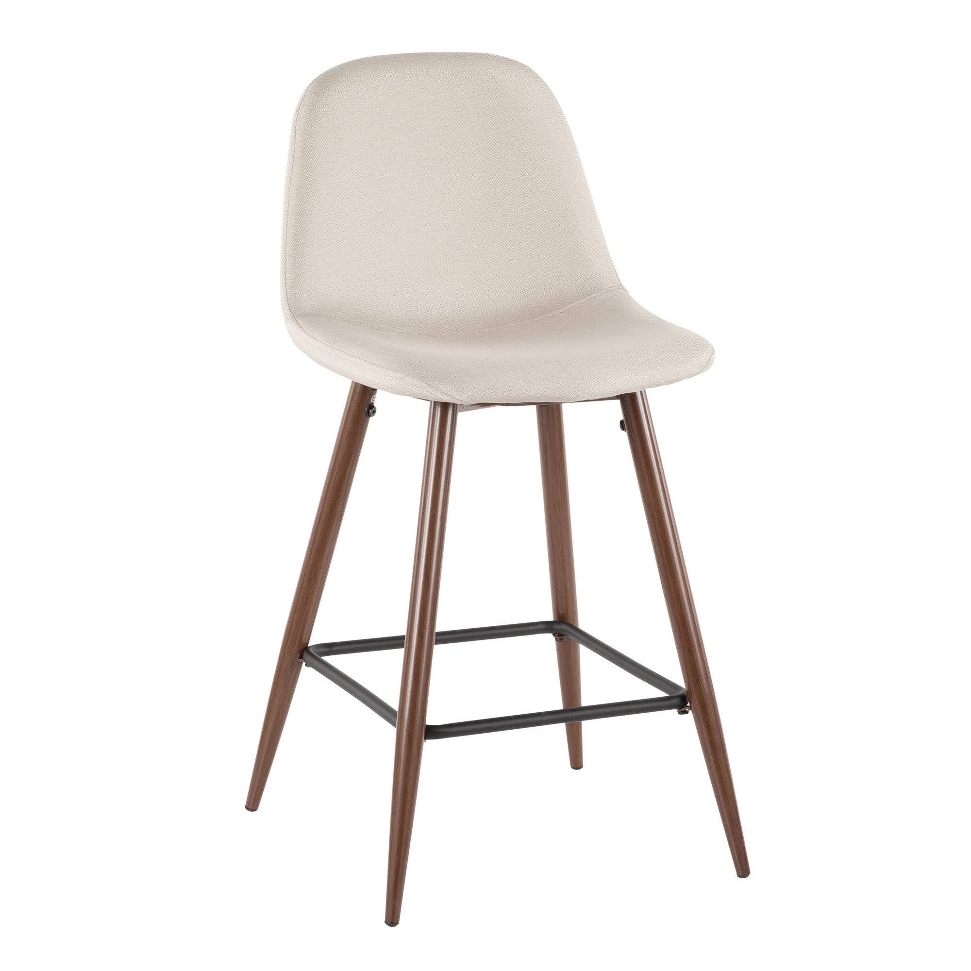 Walnut Metal Charcoal Fabric Counter Stool Set of 2 W738