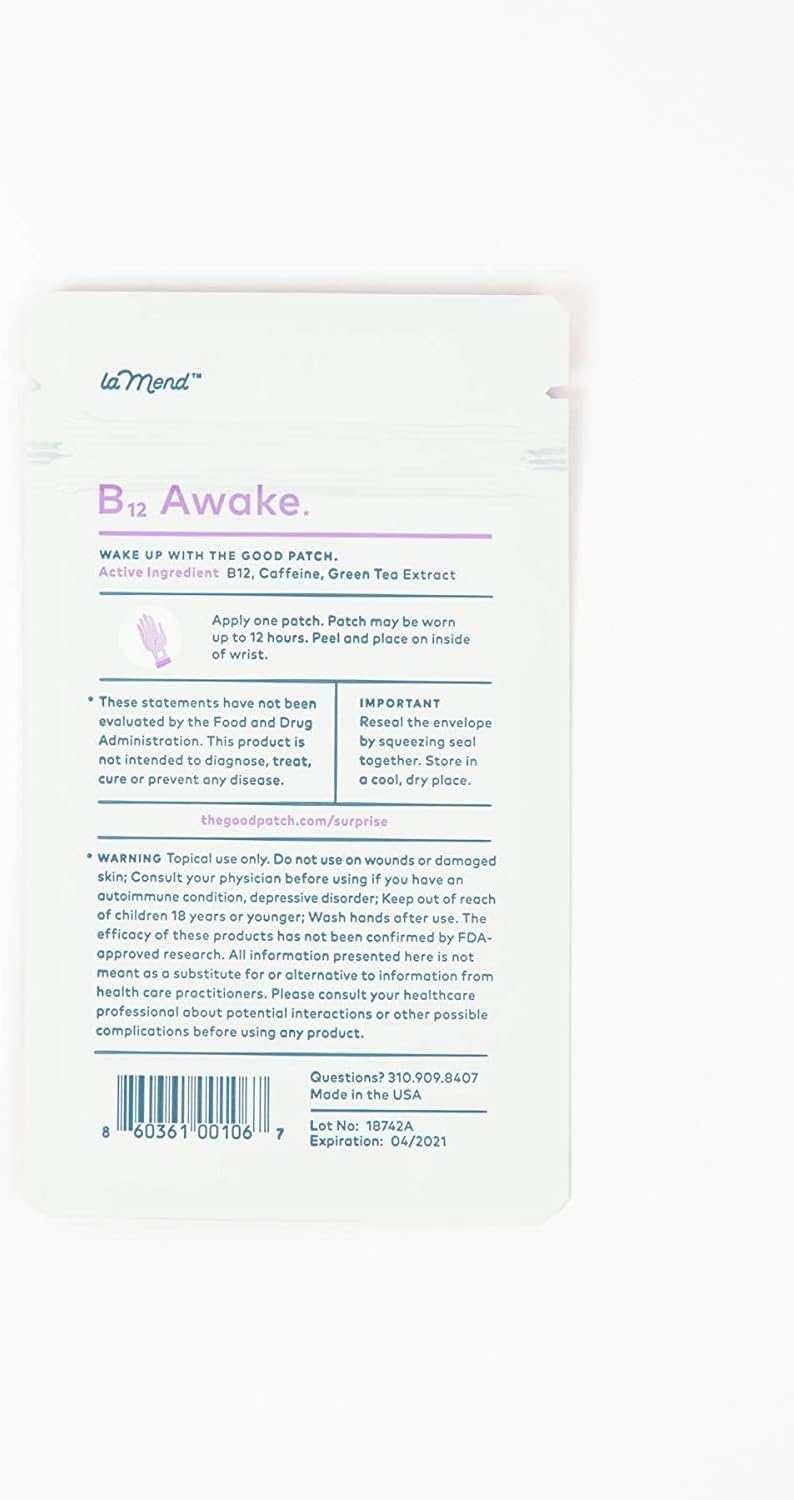 B12 Awake Patch with Caffeine and Green Tea Extract (16 Patches) Pack of 2 W34407