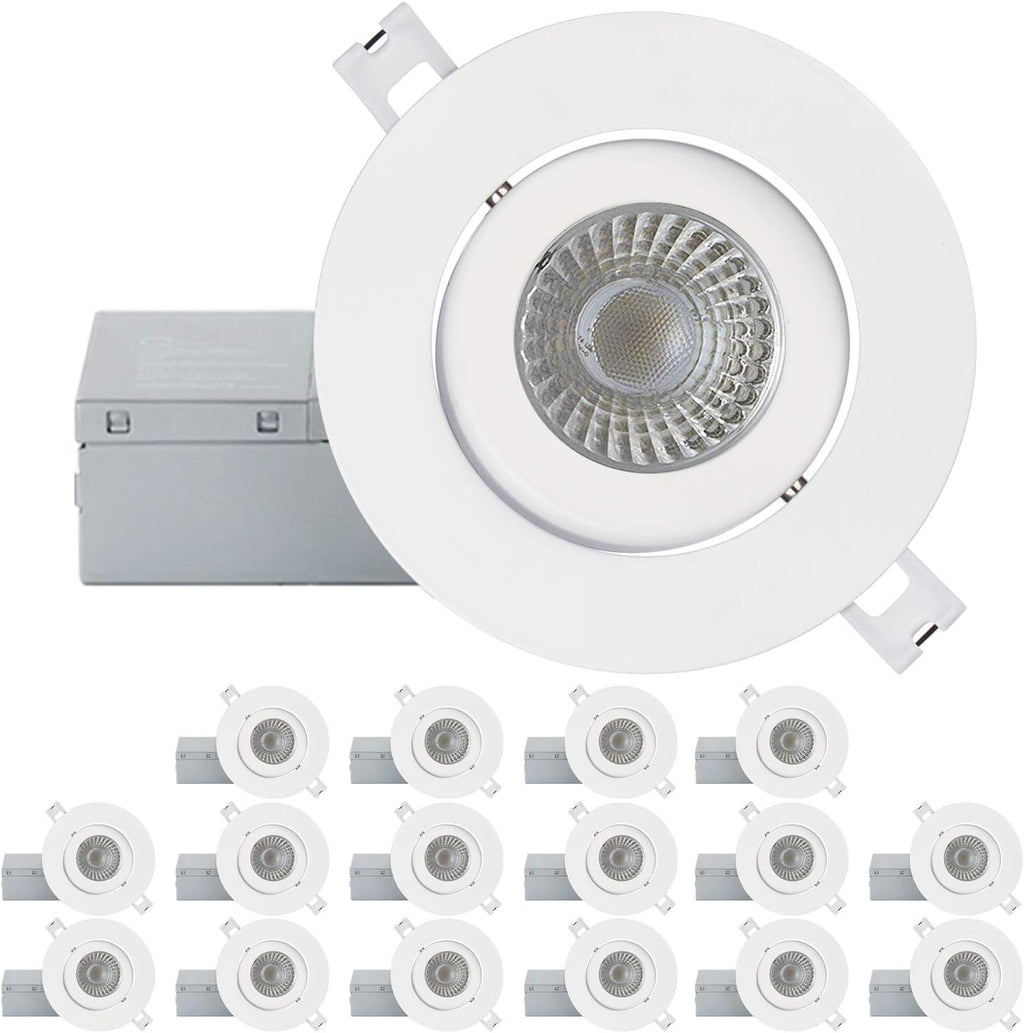 4 Inch 16 Pack Ultra-Thin Adjustable LED Recessed Lighting, 10 Watts, 750lm, Dimmable, 3000K Warm White C320726