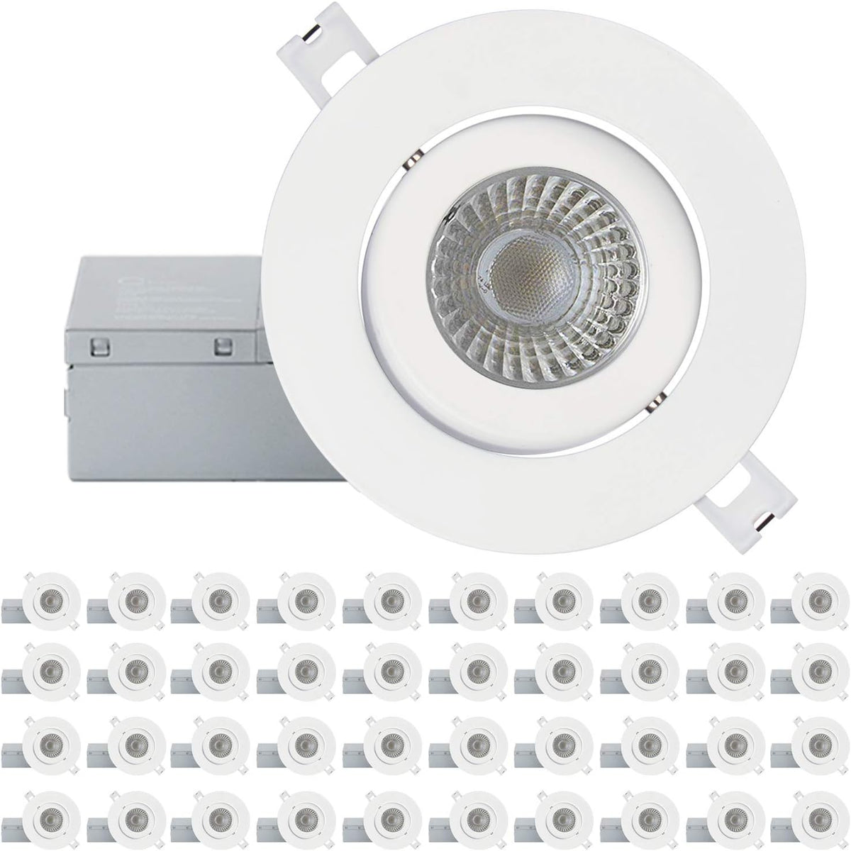 4 Inch 16 Pack Ultra-Thin Adjustable LED Recessed Lighting, 10 Watts, 750lm, Dimmable, 3000K Warm White C320726