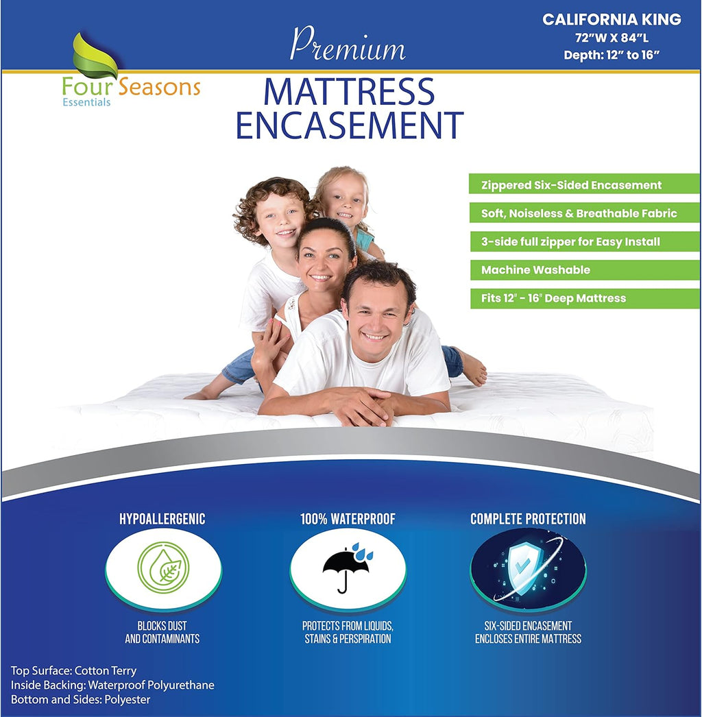 Full Size Zippered Waterproof Cotton Terry Mattress Protector G663