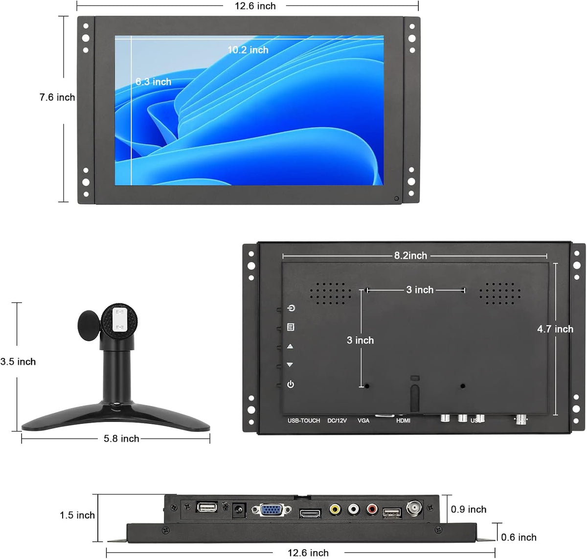 12.1 Inch Touchscreen Monitor with HDMI/VGA/BNC/AV/USB Input K9414