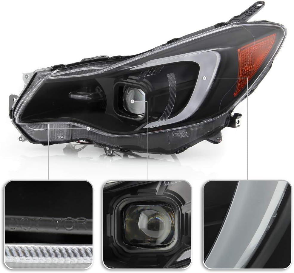 Black Housing LED Tube Projector Headlights Headlamps B31797